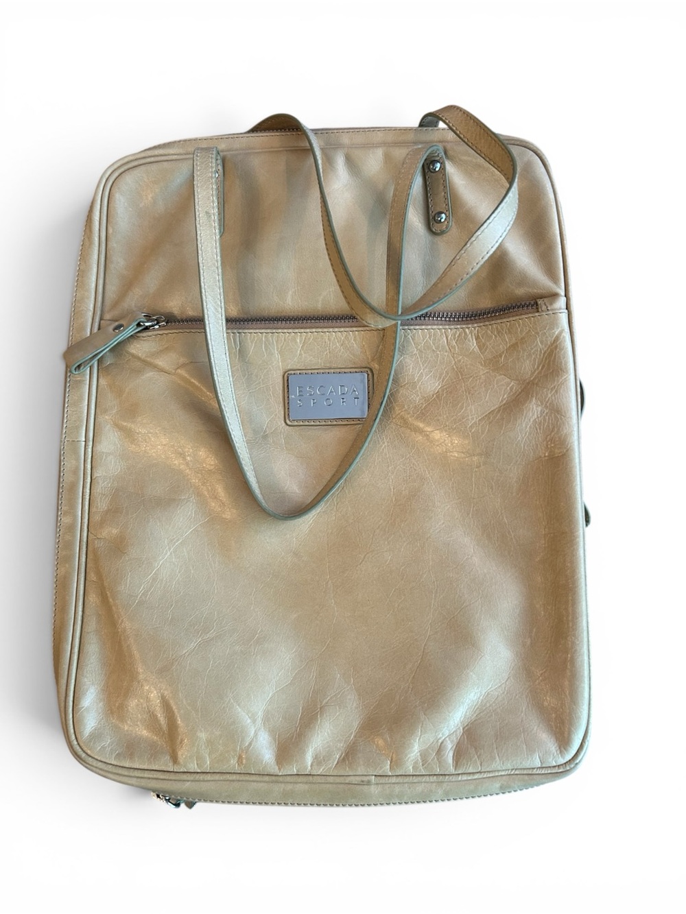 Escada Sport Yellow Leather Labtop tote.